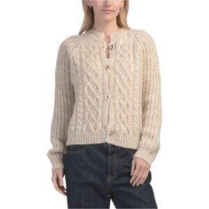DIMENSIONE MAGLIA Made In Italy Mohair Wool Blend Cable Knit Cardigan